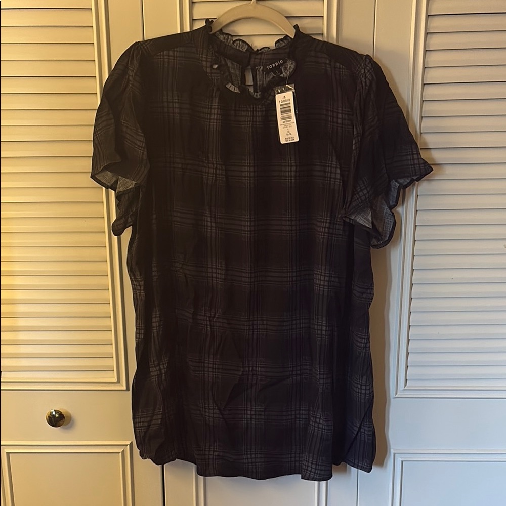 Torrid Black Plaid Blouse